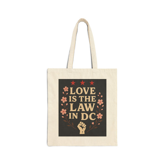 Love is the Law Canvas Tote Bag, Eco-Friendly Shopping Bag, Reusable Grocery Tote, Gift for Activists, Political Statement Bag