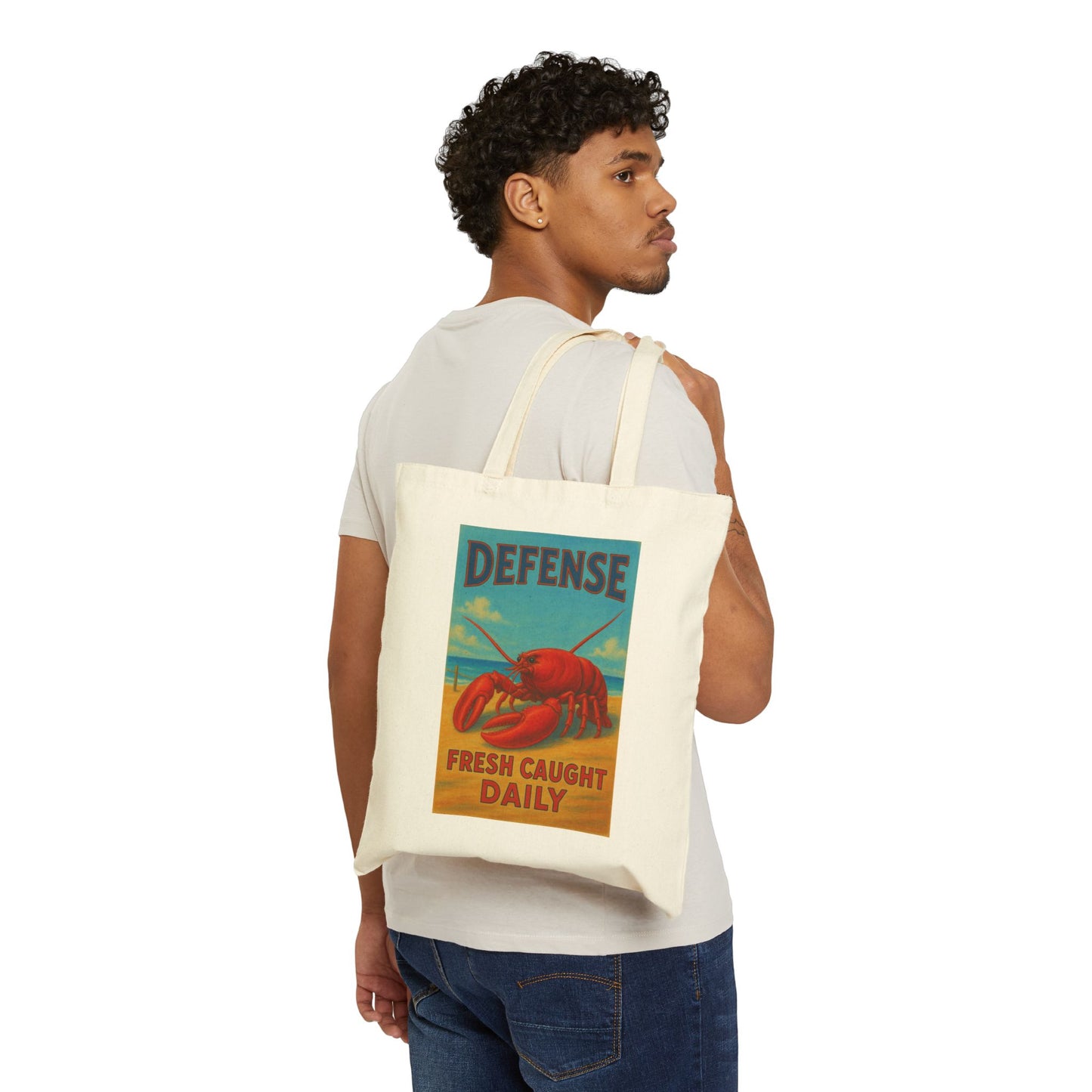 Maine Defense Attorneys Cotton Canvas Tote Bag, Beach Tote, Lobster Print Bag, Eco-Friendly Grocery Bag, Summer Accessory