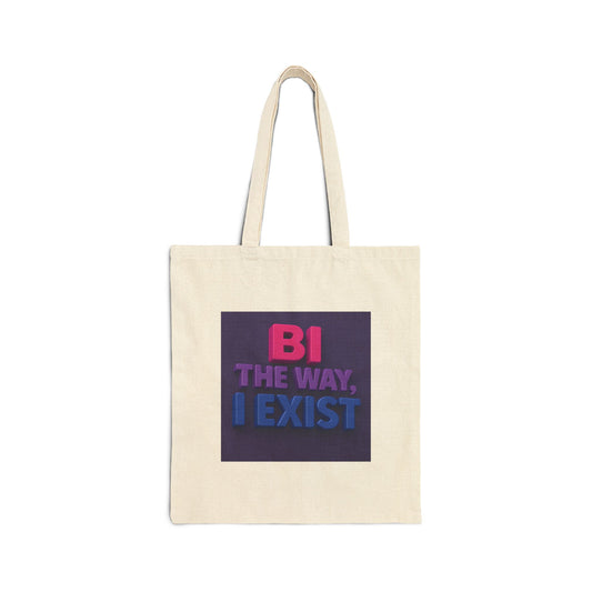 Pride Cotton Canvas Tote Bag - Bi the Way, I Exist, LGBTQ+ Gift, Eco-Friendly Shopper, Beach Bag, Everyday Use