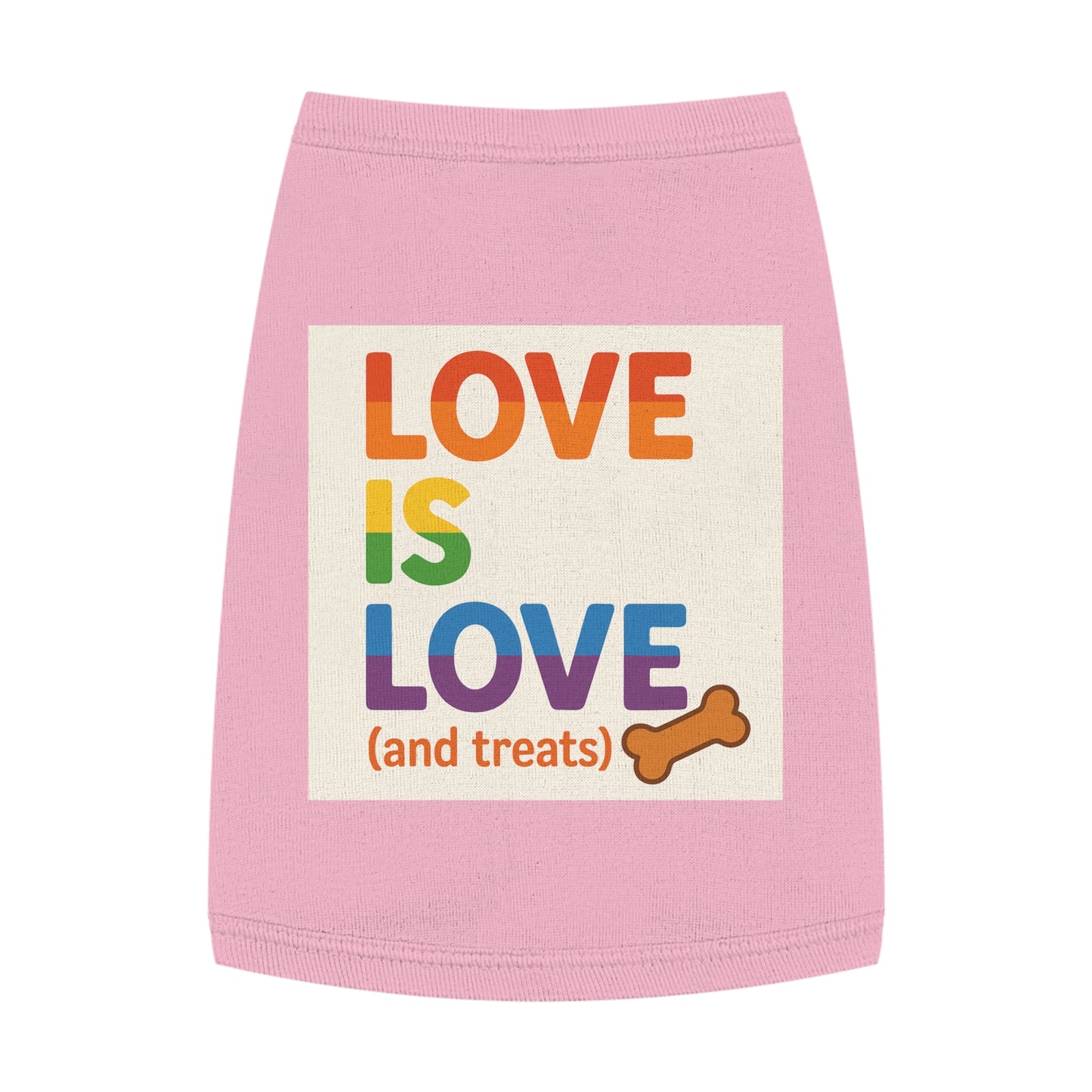 Rainbow Love Pet Tank Top, Funny Dog Shirt, LGBTQ+ Pet Apparel, Summer Dog Clothes, Comfortable Pet Wear, Pride Month Pet Outfit