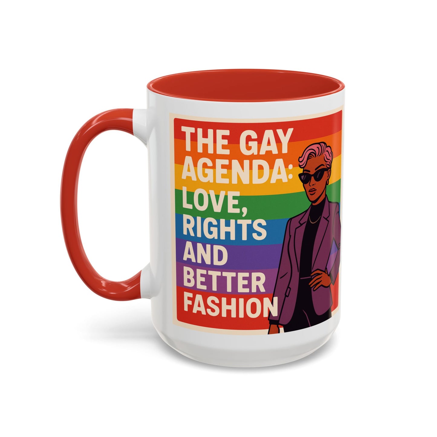 Pride-Inspired Accent Coffee Mug, LGBTQ+ Gift, Rainbow Design, Unique Coffee Cup, Fun Mug for Pride Month, Inspirational Tea Mug
