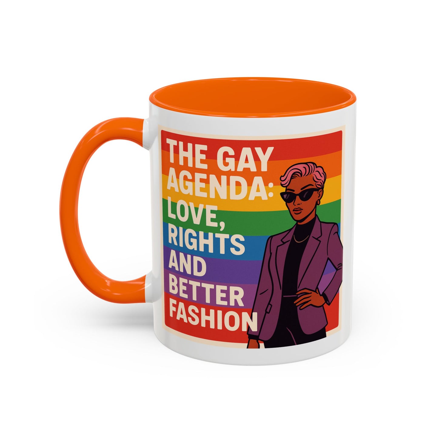 Pride-Inspired Accent Coffee Mug, LGBTQ+ Gift, Rainbow Design, Unique Coffee Cup, Fun Mug for Pride Month, Inspirational Tea Mug