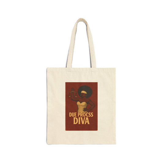 Due Process Diva - Empowerment Canvas Tote Bag | Eco-Friendly Shopping Bag, Inspirational Gift, Artist Tote, Quirky Gift, Everyday Use, Statement Bag