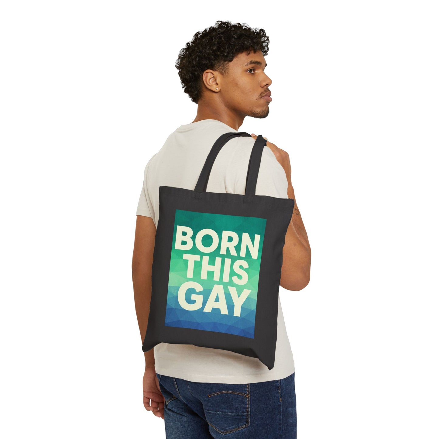 Pride Message Tote Bag, Eco-Friendly Cotton Tote, LGBTQ+ Gift, Born This Gay, Reusable Shopping Bag, Personalized Gift
