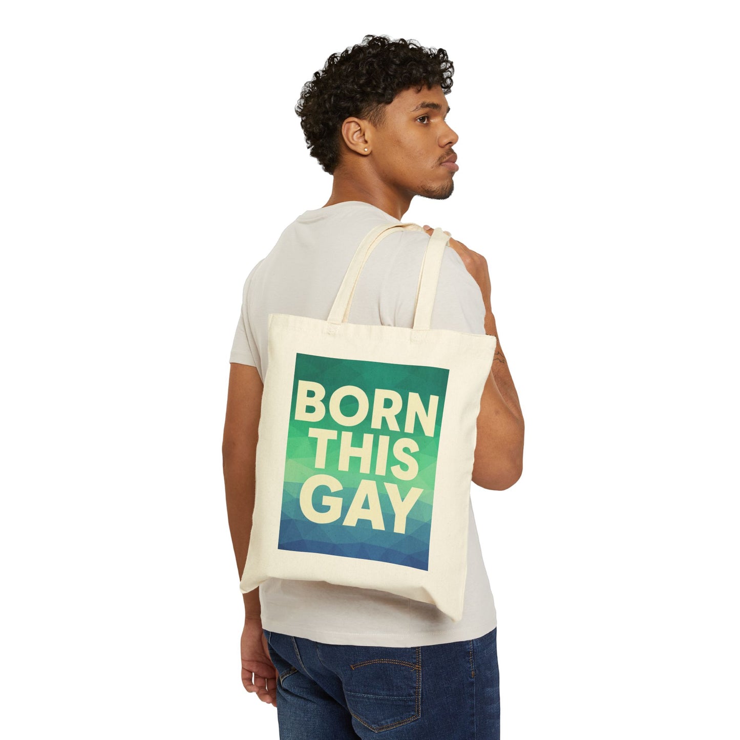 Pride Message Tote Bag, Eco-Friendly Cotton Tote, LGBTQ+ Gift, Born This Gay, Reusable Shopping Bag, Personalized Gift