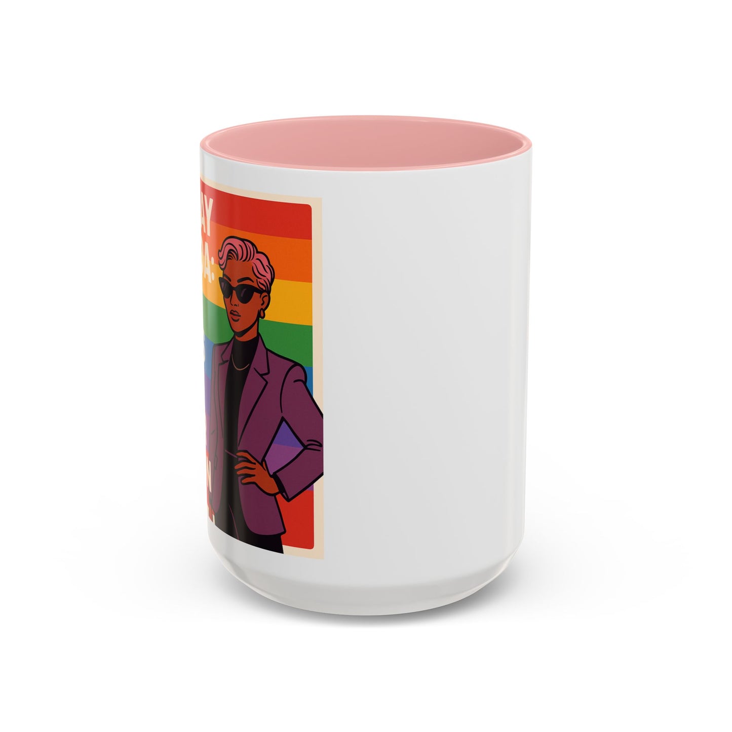 Pride-Inspired Accent Coffee Mug, LGBTQ+ Gift, Rainbow Design, Unique Coffee Cup, Fun Mug for Pride Month, Inspirational Tea Mug