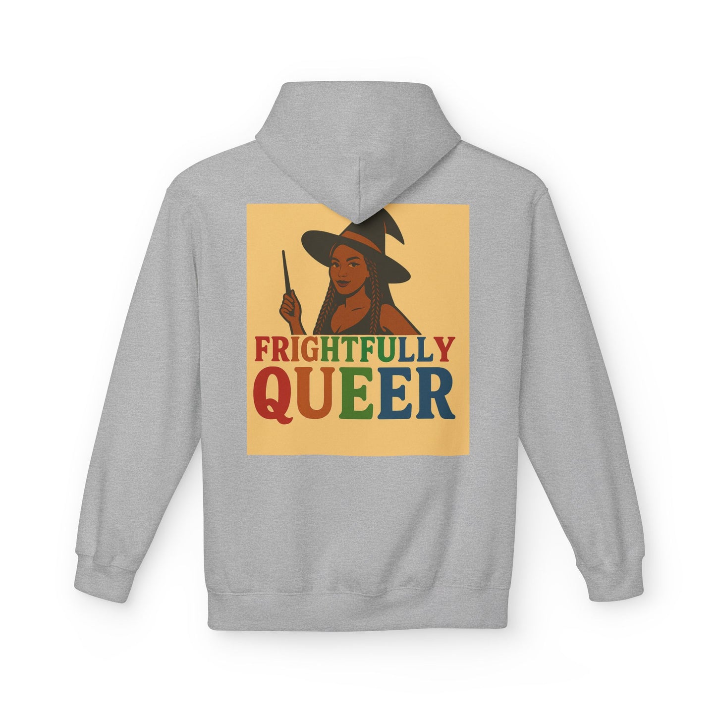 Frightfully Queer Fleece Hoodie, Unisex Halloween Sweatshirt, LGBT Apparel, Cozy Witchy Hoodie, Cute Gift for Queer Friends