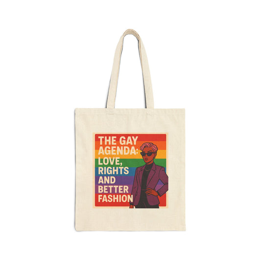 Pride Themed Cotton Canvas Tote Bag - LGBTQ+ Love, Rights, and Fashion, Eco-Friendly Shopper, Gift for Allies, Rainbow Pride, Everyday Use