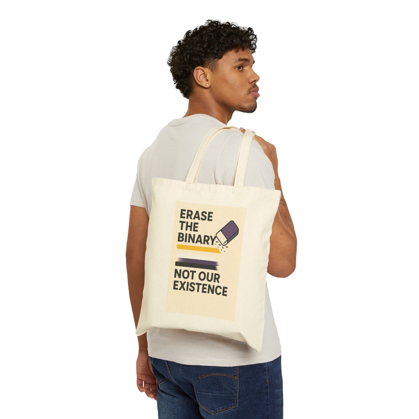 Nonbinary Canvas Tote Bag with Custom Designs | Eco-Friendly Shopping Bag, Reusable Grocery Bag, Gift for Activists, Conversation Starter