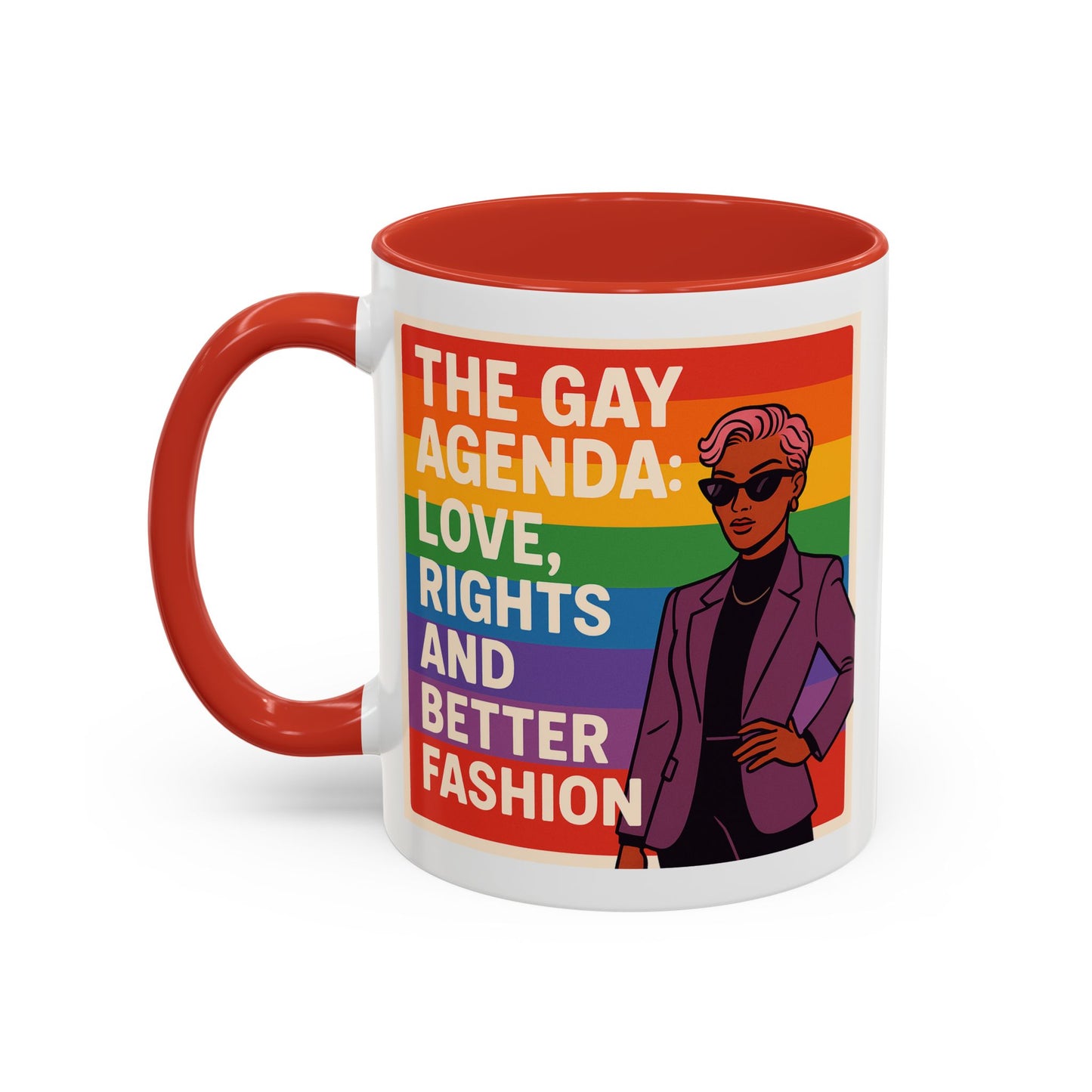 Pride-Inspired Accent Coffee Mug, LGBTQ+ Gift, Rainbow Design, Unique Coffee Cup, Fun Mug for Pride Month, Inspirational Tea Mug