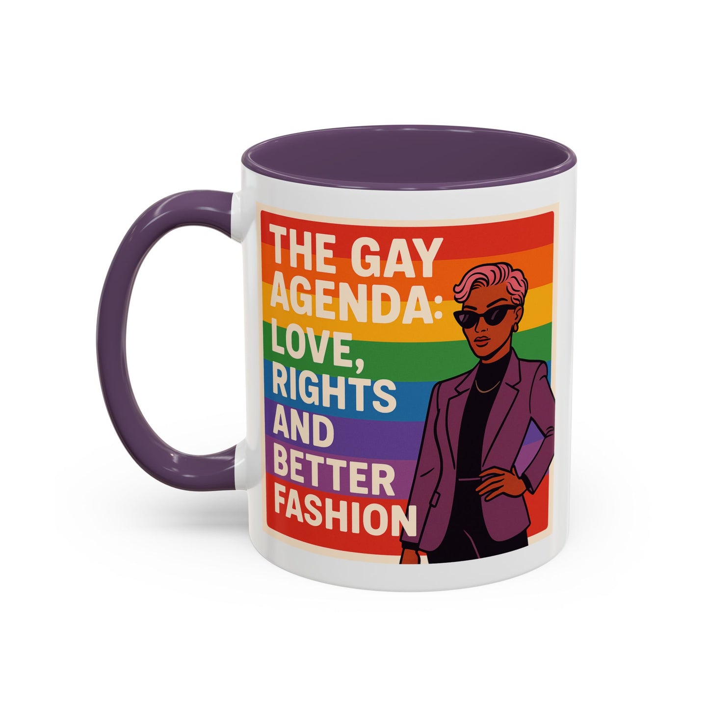 Pride-Inspired Accent Coffee Mug, LGBTQ+ Gift, Rainbow Design, Unique Coffee Cup, Fun Mug for Pride Month, Inspirational Tea Mug