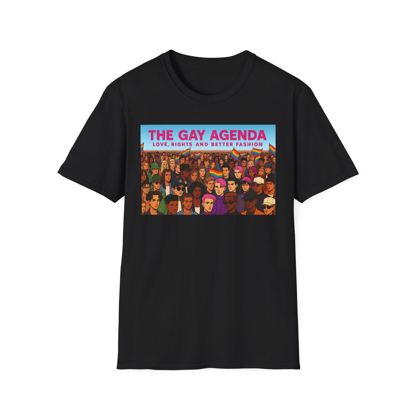 Colorful Pride T-Shirt | The Gay Agenda Tee, LGBTQ+ Apparel, Gay Rights Shirt, Pride Month Clothing, Festival Wear