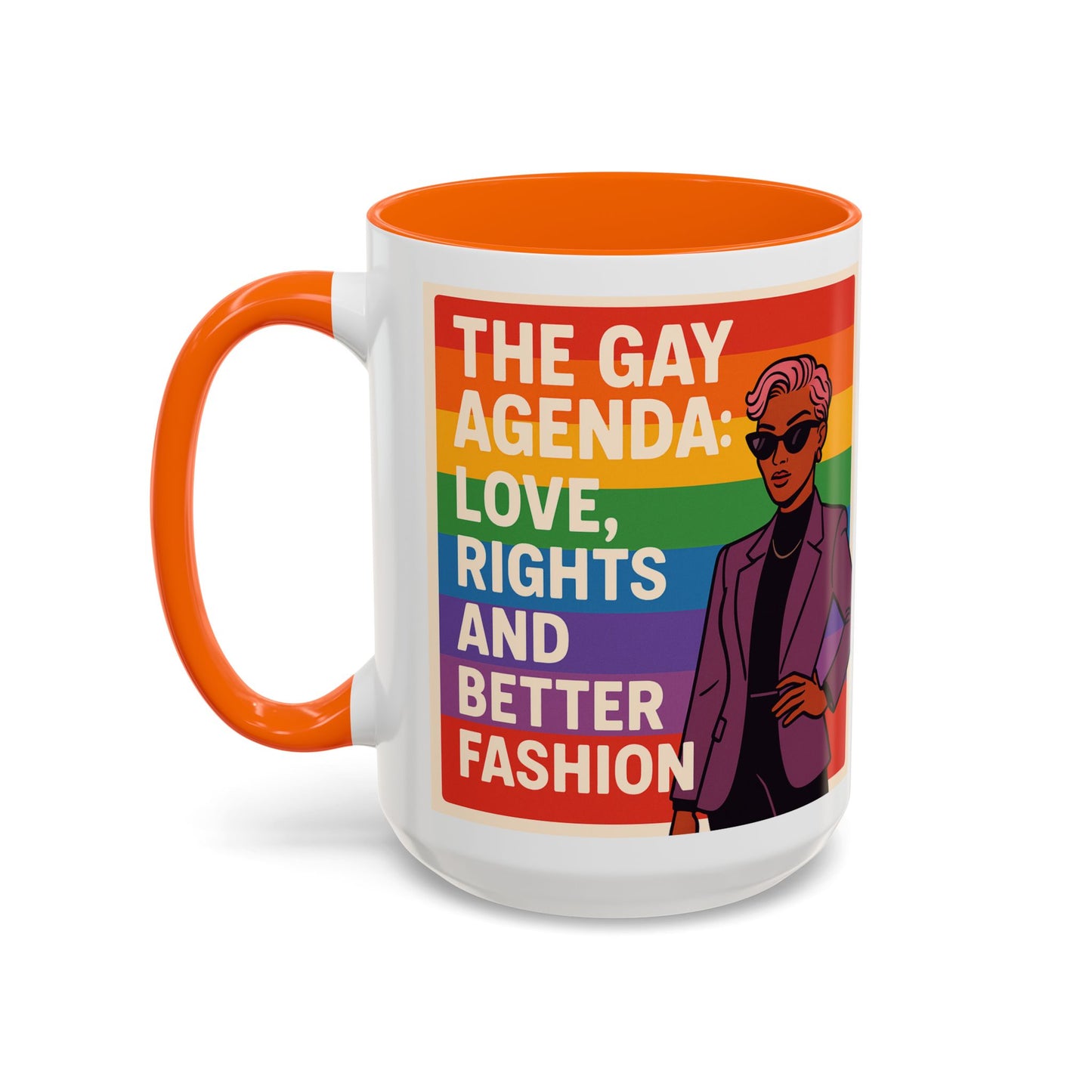 Pride-Inspired Accent Coffee Mug, LGBTQ+ Gift, Rainbow Design, Unique Coffee Cup, Fun Mug for Pride Month, Inspirational Tea Mug