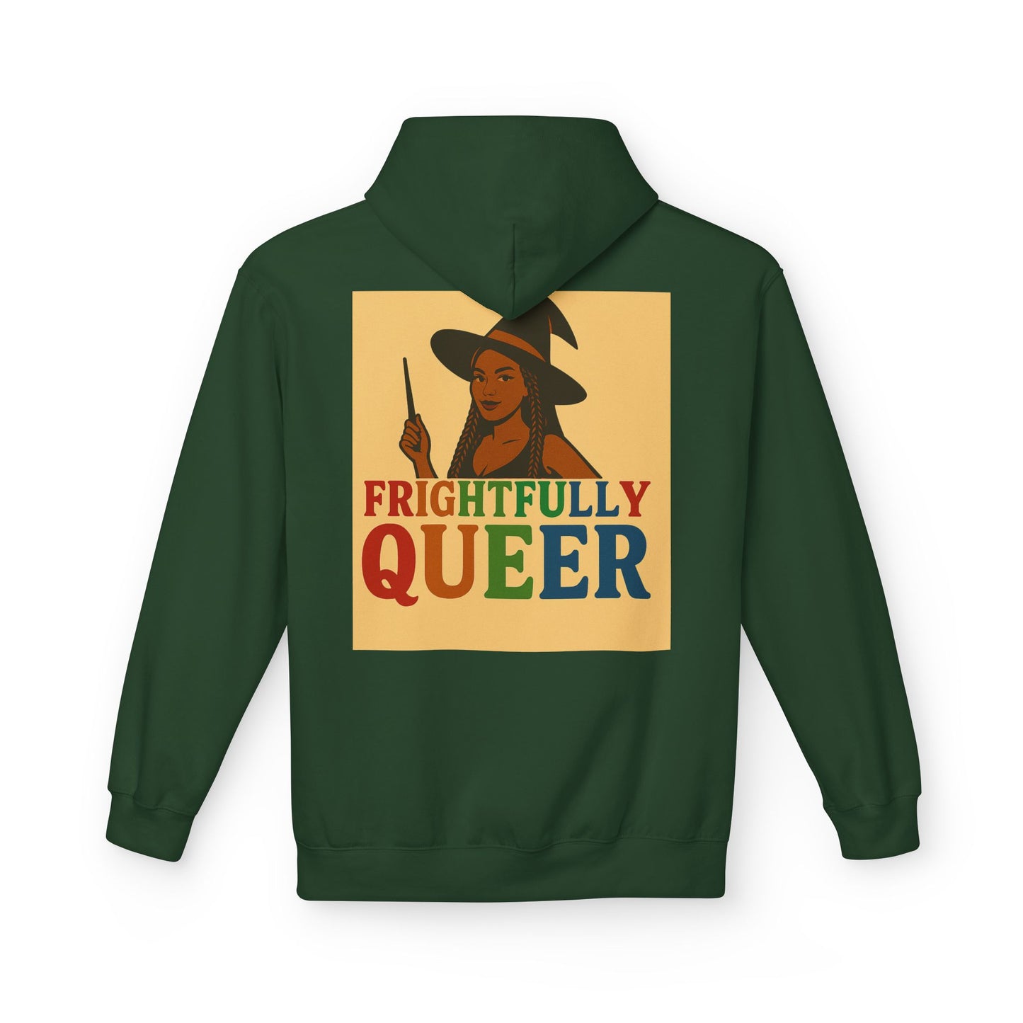 Frightfully Queer Fleece Hoodie, Unisex Halloween Sweatshirt, LGBT Apparel, Cozy Witchy Hoodie, Cute Gift for Queer Friends