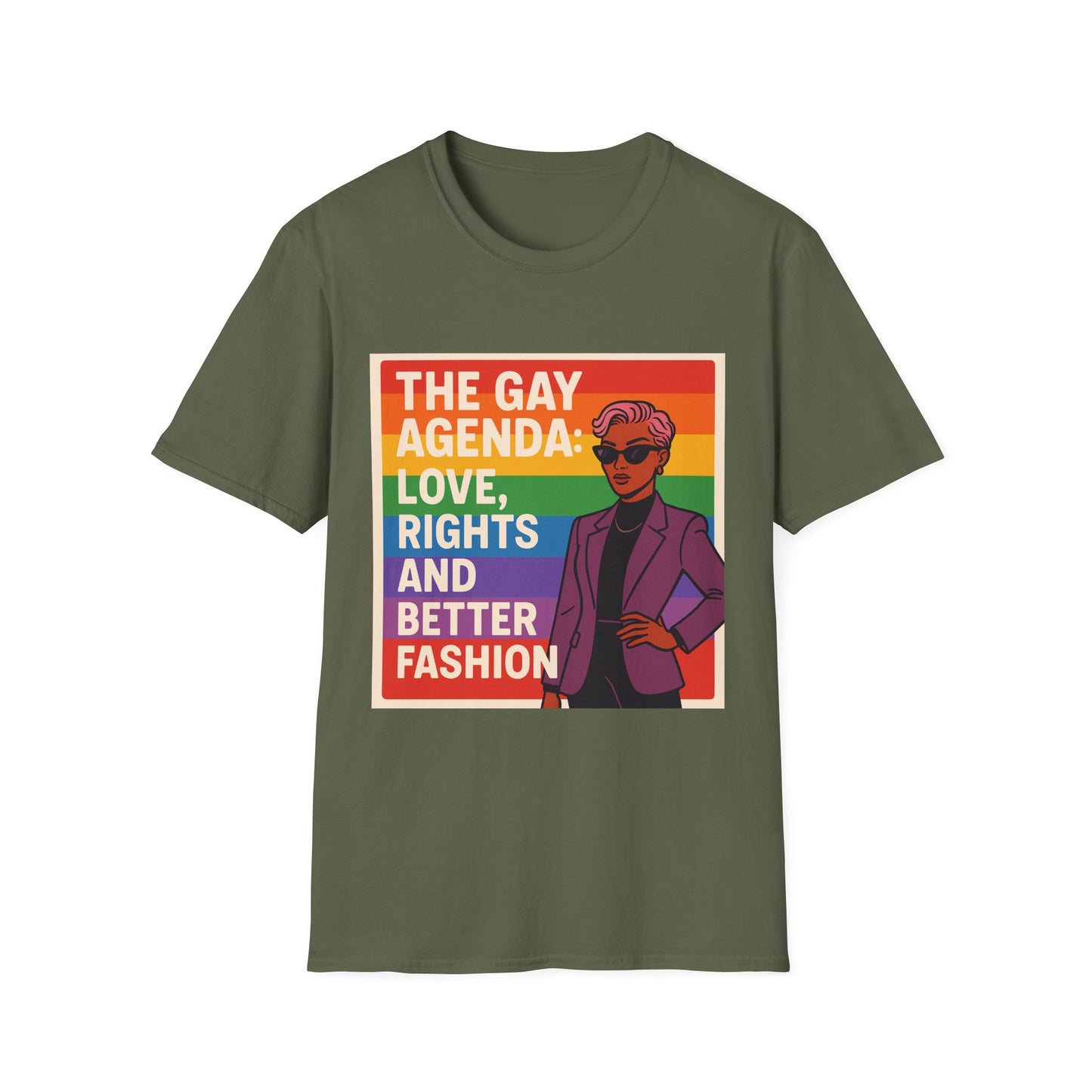 Pride Prompt T-Shirt - The Gay Agenda: Love, Rights & Better Fashion, LGBTQ+, Equality Shirt, Unisex Tee, Fun Gift for Pride Month